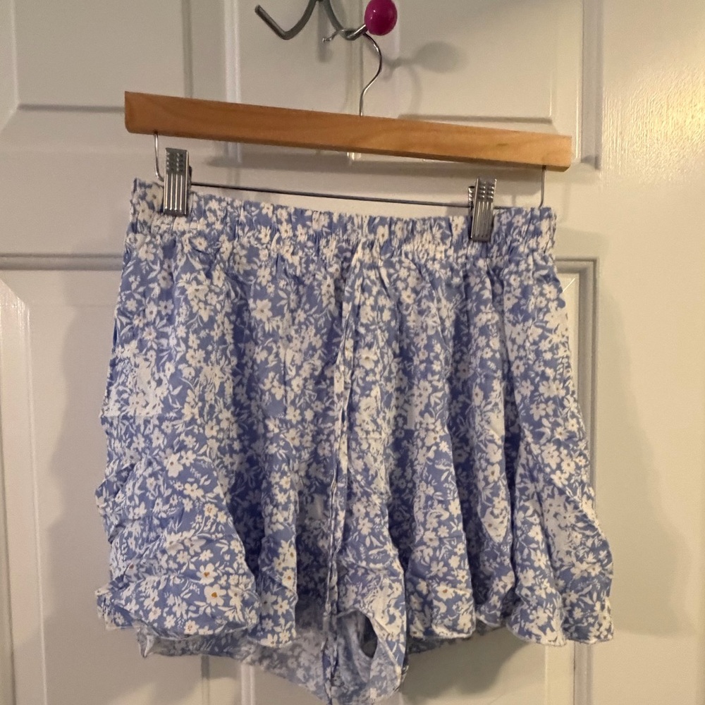 Trixxi Blue Floral High Waist Women's Shorts